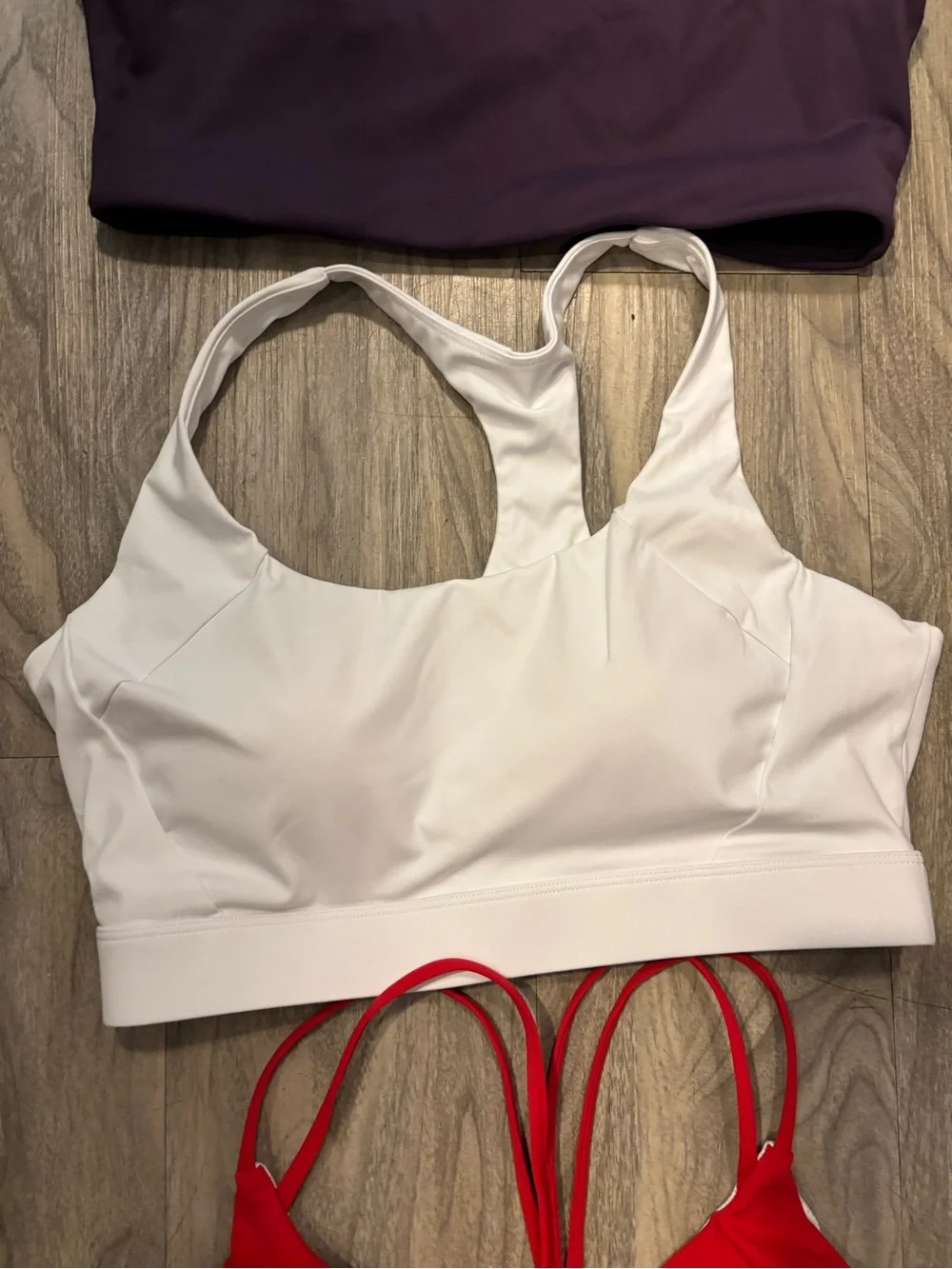 Set of 3 Sports Bras - Plum, White, Red